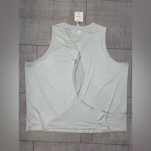 NWT Women’s Fabletics Dry-Flex Open Back Tank Soft Heather Grey XXL